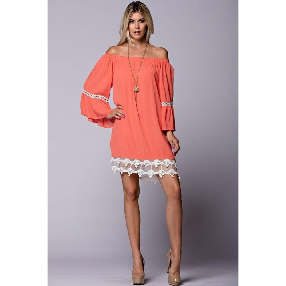 EZRA Coral Smock Lace Boho Festival Dress NWT Size Medium